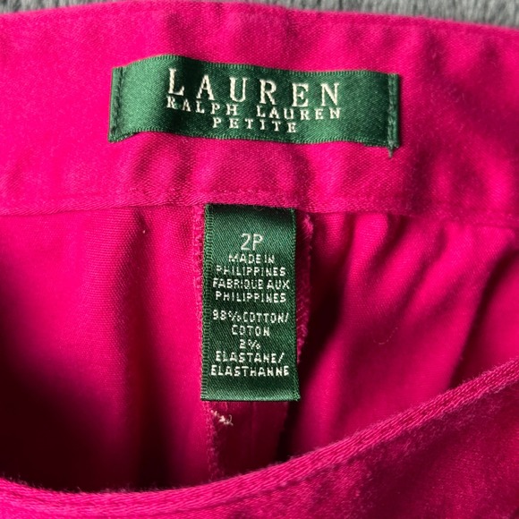 Lauren Ralph Lauren Petite Hot Pink Cropped Pants Trousers - Picture 3 of 14